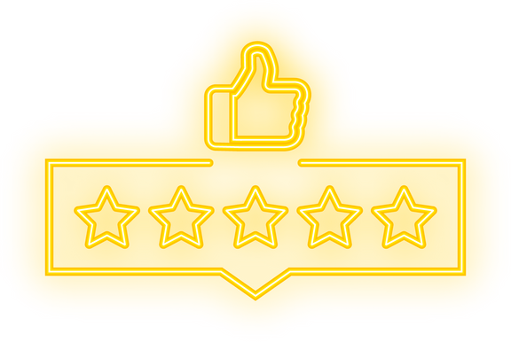 Rating stars neon sign. User reviews, rating, classification